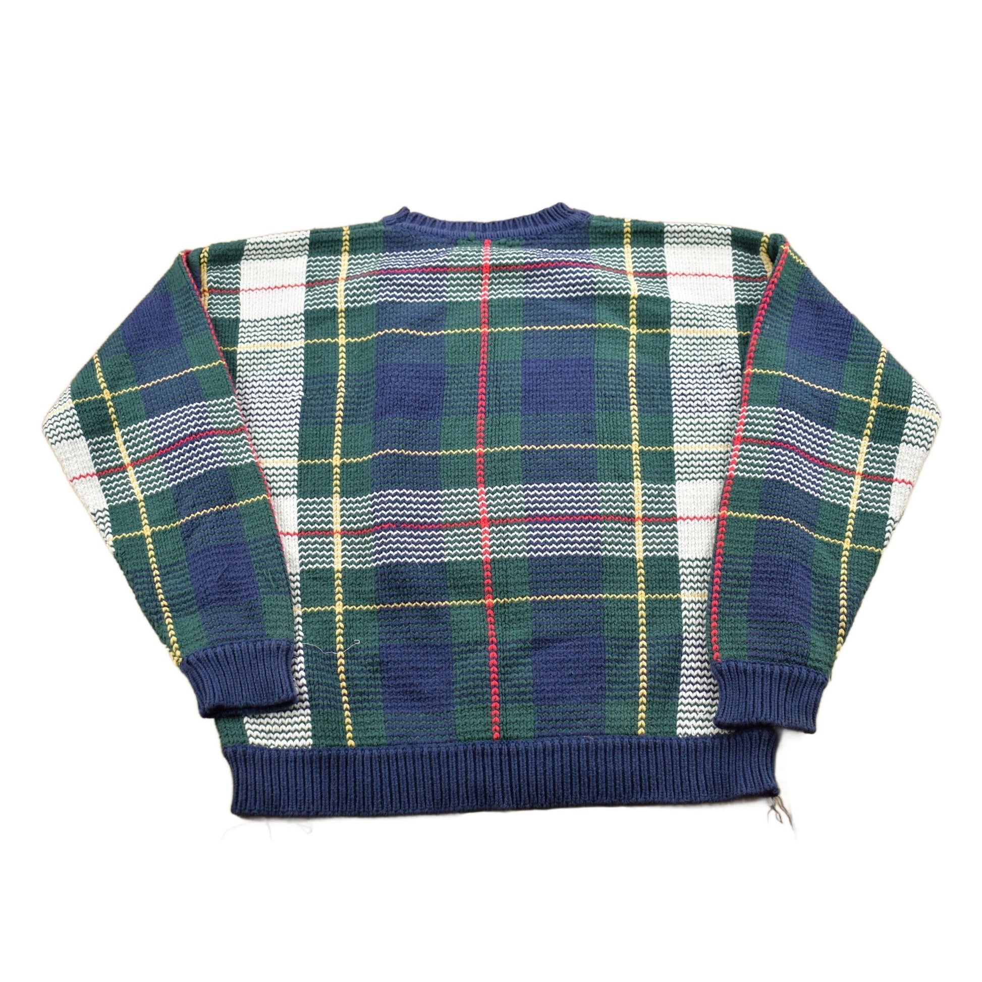 Vintage 1990s Hunt Club Plaid Knitted Crewneck Sweater Men's MMen's Medium from propervintagecanada