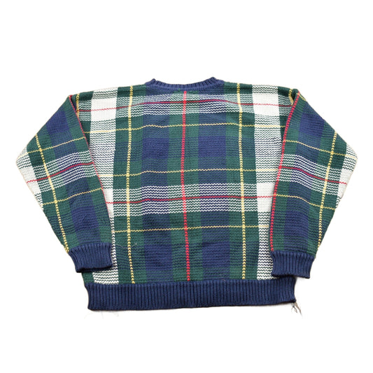 Vintage 1990s Hunt Club Plaid Knitted Crewneck Sweater Men's MMen's Medium from propervintagecanada