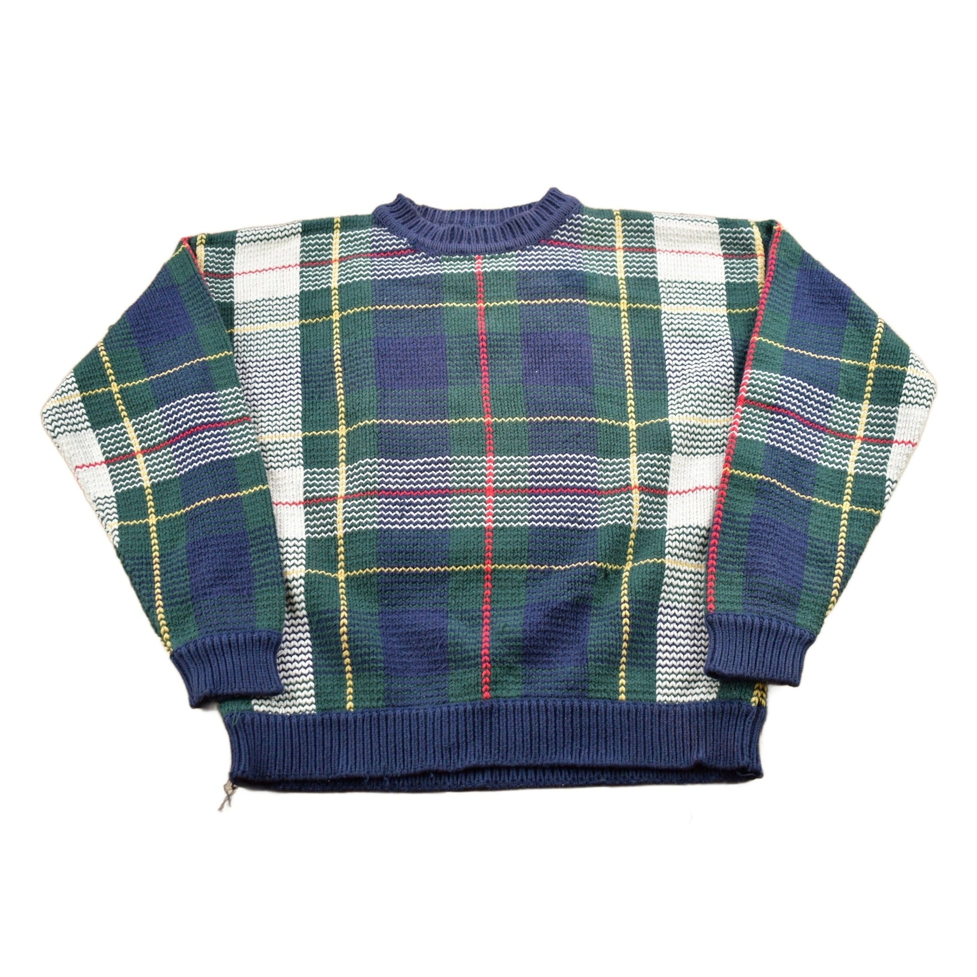 Vintage 1990s Hunt Club Plaid Knitted Crewneck Sweater Men's MMen's Medium from propervintagecanada