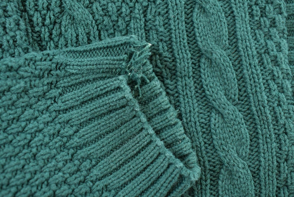 Vintage 1990s Huntington Ridge Cable Knit Cotton Cardigan Sweater Women's M from propervintagecanada