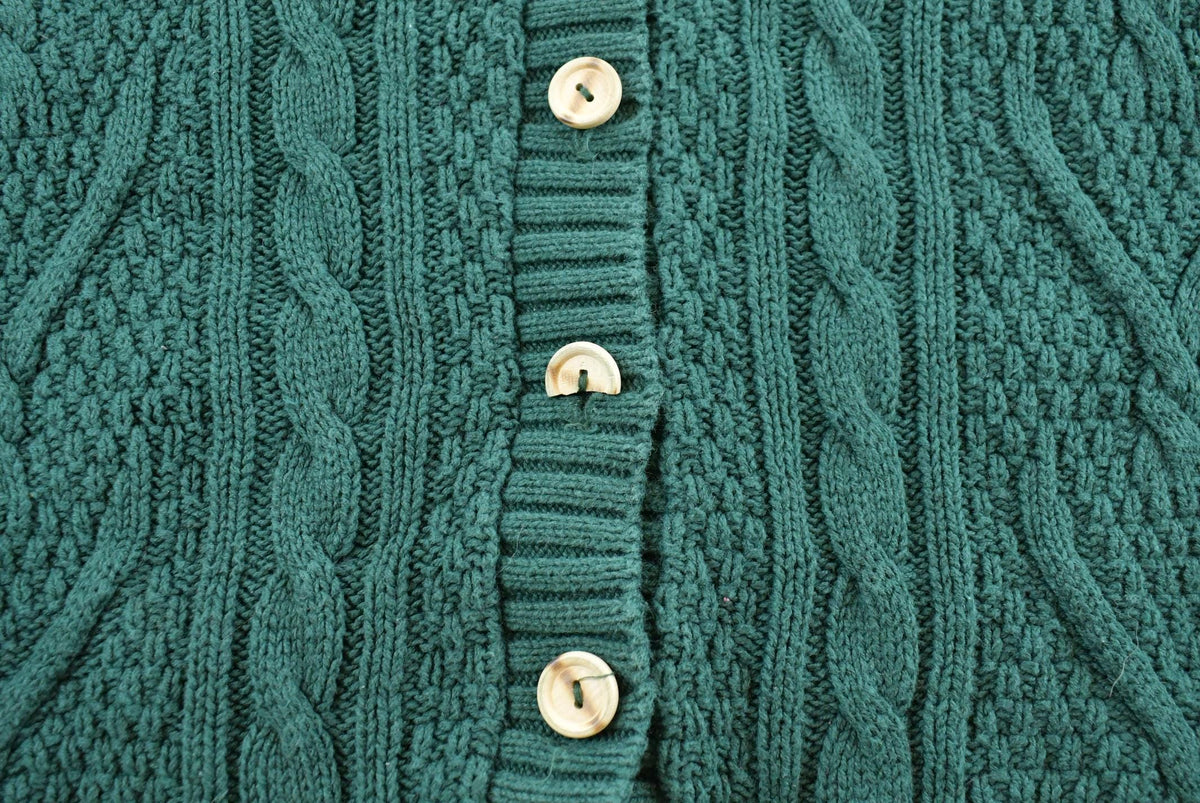 Vintage 1990s Huntington Ridge Cable Knit Cotton Cardigan Sweater Women's M from propervintagecanada