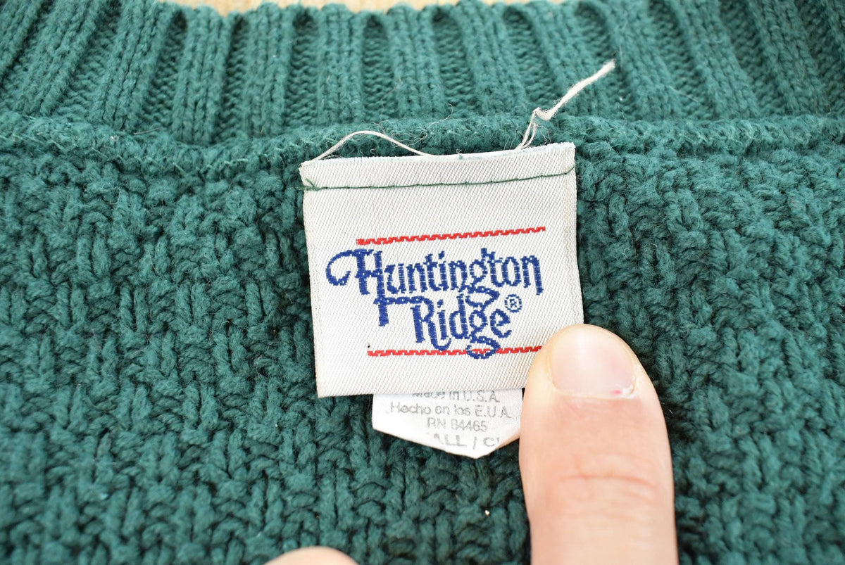 Vintage 1990s Huntington Ridge Cable Knit Cotton Cardigan Sweater Women's M from propervintagecanada