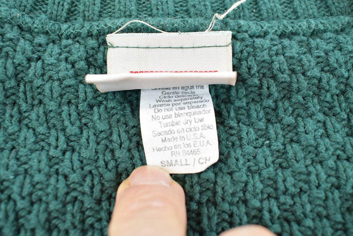 Vintage 1990s Huntington Ridge Cable Knit Cotton Cardigan Sweater Women's M from propervintagecanada