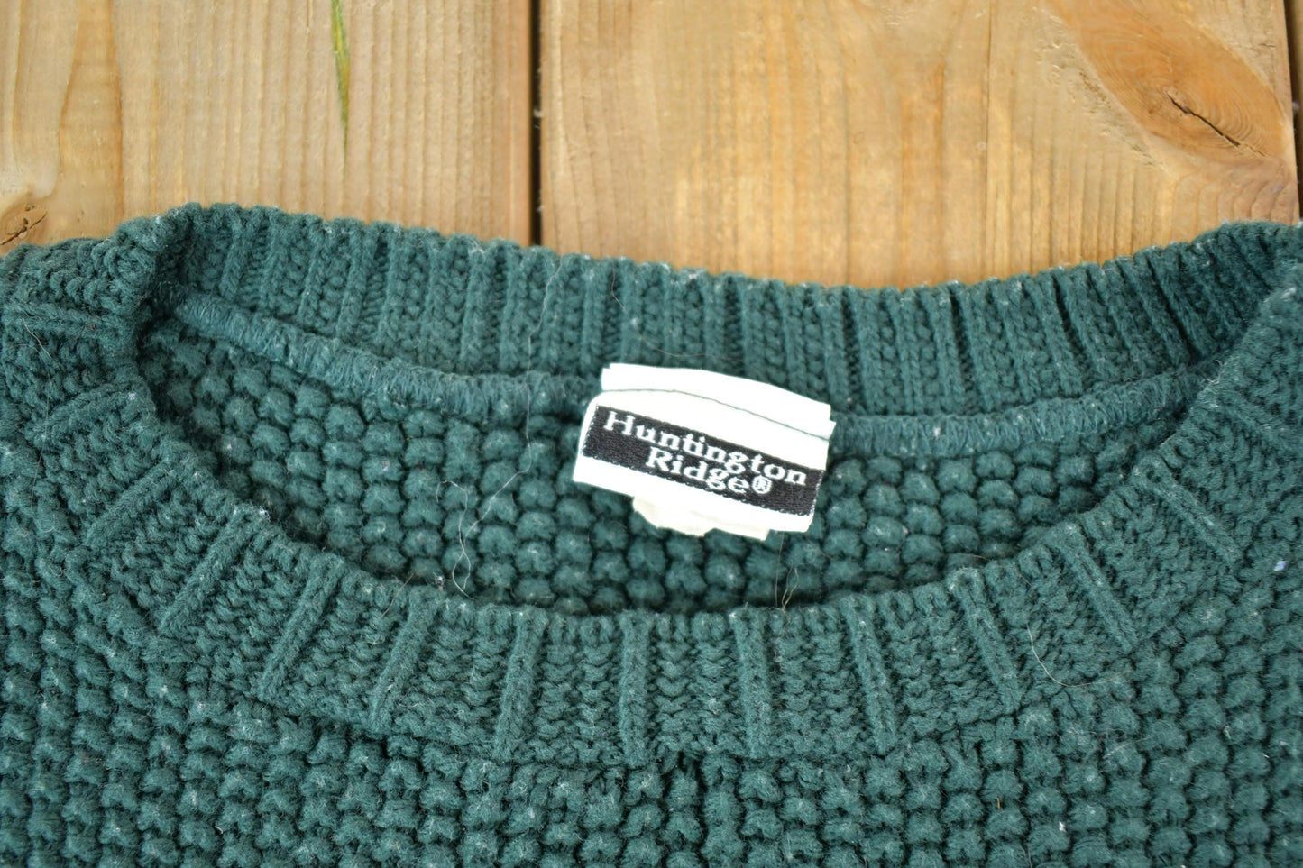 Vintage 1990s Huntington Ridge Hunter Green Knit Crewneck Sweater Men's XL from propervintagecanada