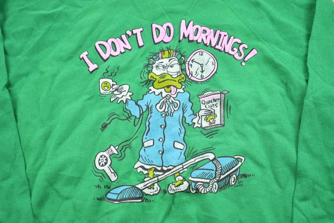 Vintage 1990s I Don't Do Mornings Crewneck Sweatshirt Men's LMen's Medium from propervintagecanada