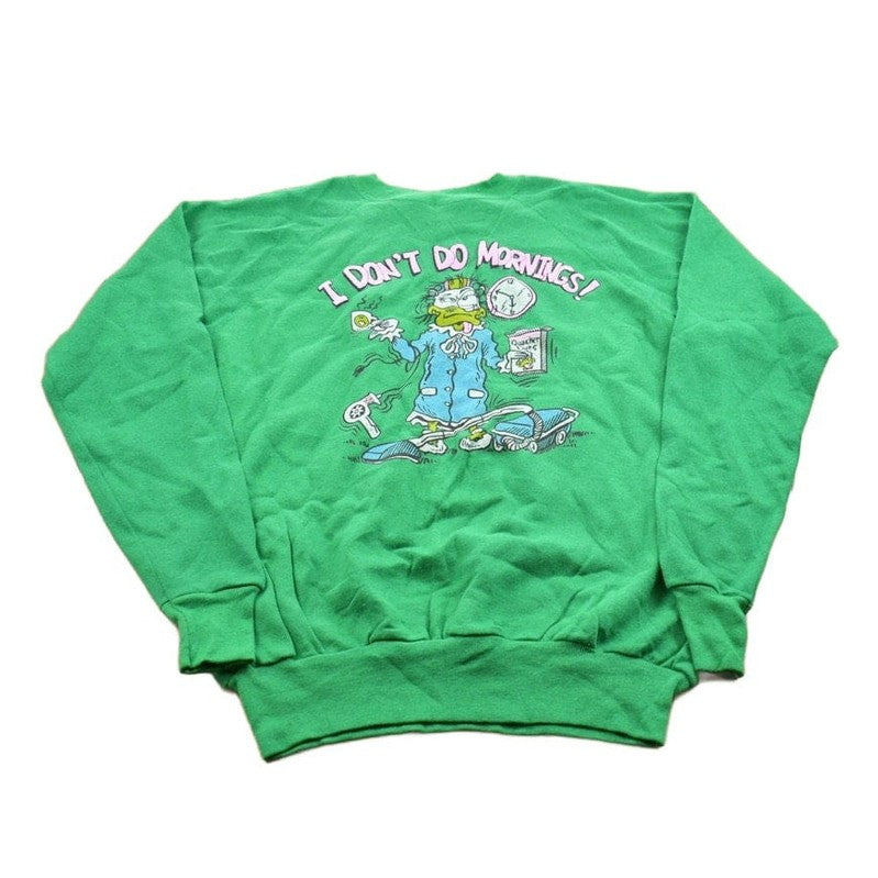 Vintage 1990s I Don't Do Mornings Crewneck Sweatshirt Men's LMen's Medium from propervintagecanada