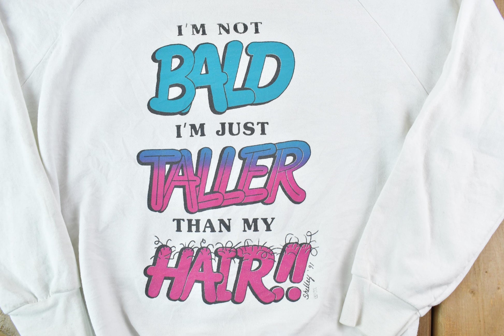 Vintage 1990s I'm Not Bald Funny Souvenir Crewneck Sweatshirt Men's Large from propervintagecanada