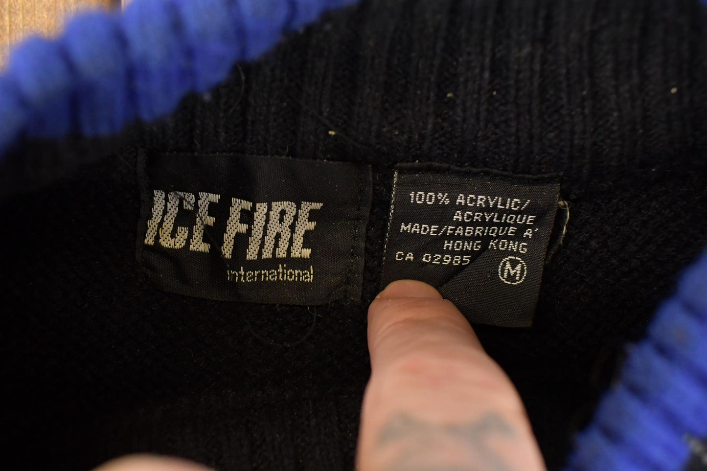 Vintage 1990s Ice Fire High Altitude Embroidered Ski Knit Crewneck Sweater Mens L from propervintagecanada