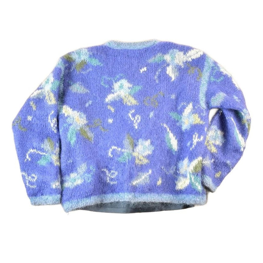 Vintage 1990s Icelandic Design Button Up Knit Abstract Pattern Crewneck Sweater Womens M from propervintagecanada