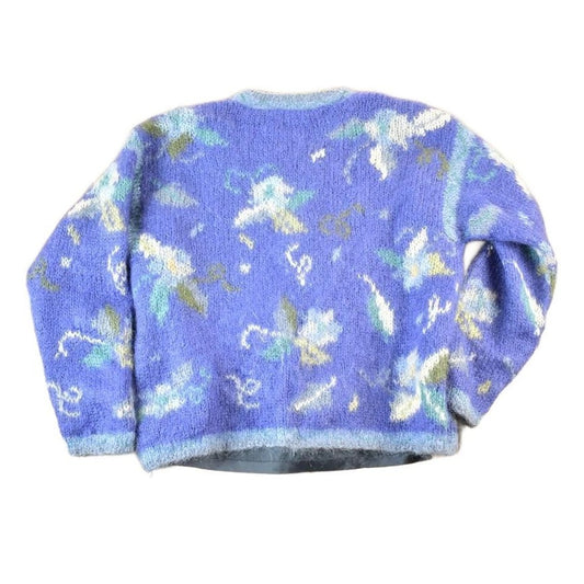 Vintage 1990s Icelandic Design Button Up Knit Abstract Pattern Crewneck Sweater Womens M from propervintagecanada