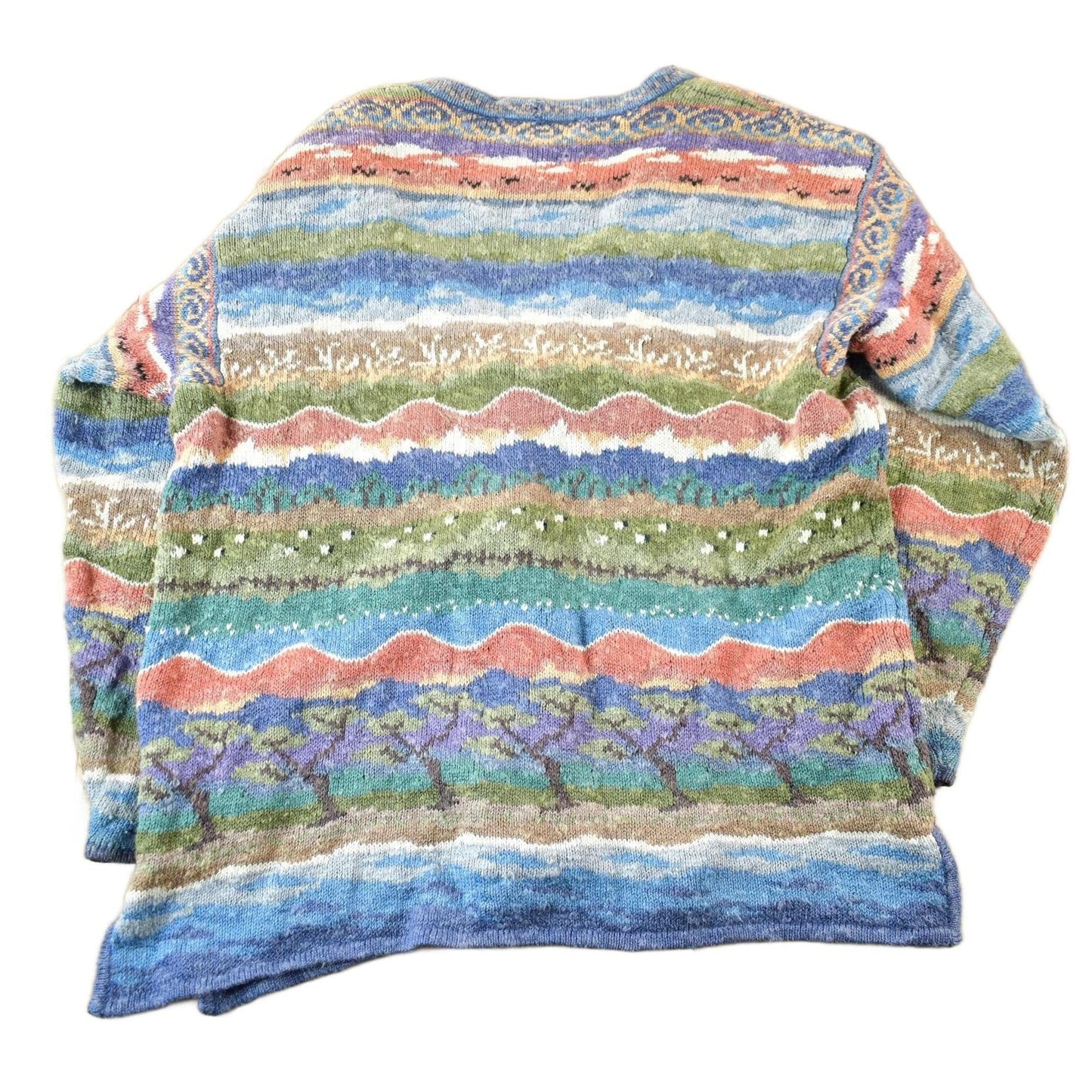 Vintage 1990s Icelandic Design Landscape Knit Cardigan Sweater Women's Large from propervintagecanada