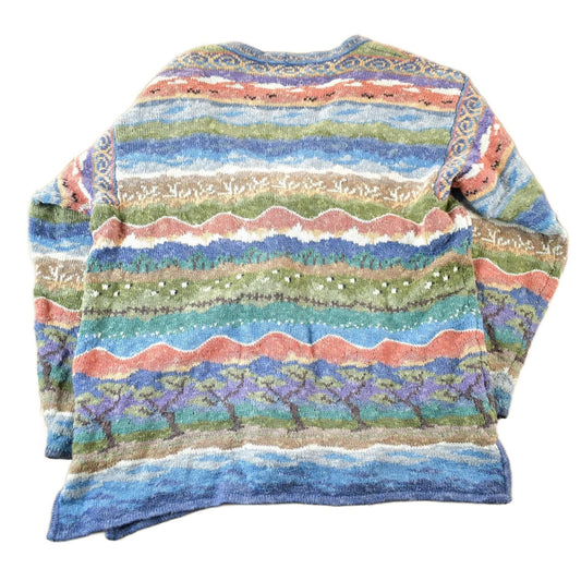 Vintage 1990s Icelandic Design Landscape Knit Cardigan Sweater Women's Large from propervintagecanada