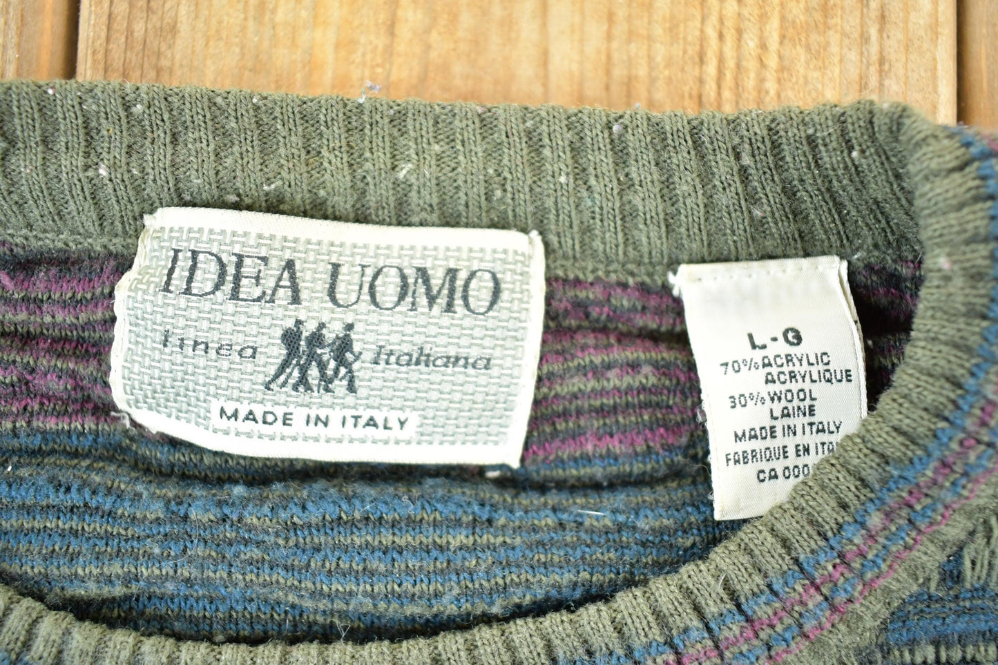 Vintage 1990s Idea Uomo Wool Knit Sweater Mens L from propervintagecanada