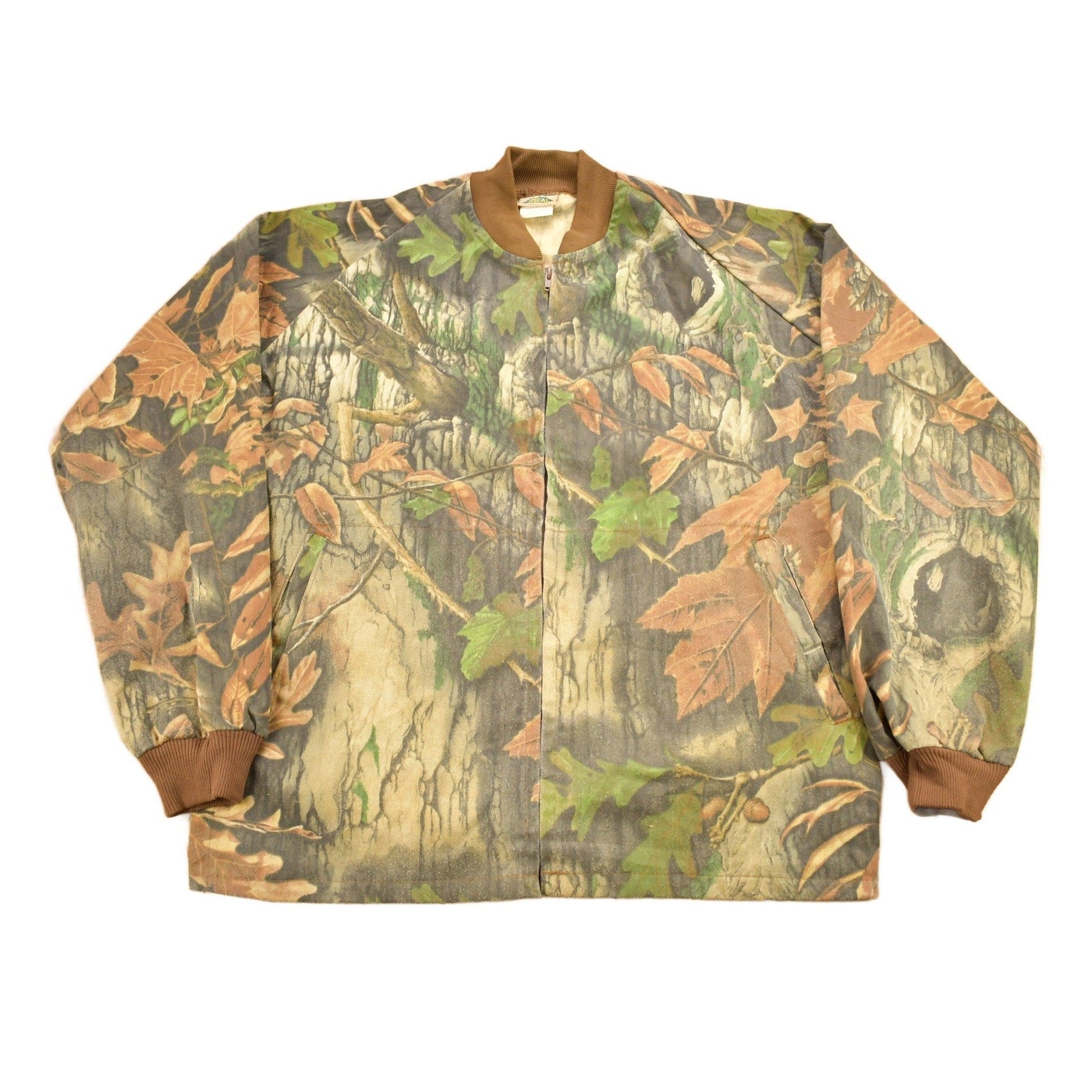 Vintage 1990s IDEAL Tree Camo Windbreaker Bomber Jacket Men's XL from propervintagecanada