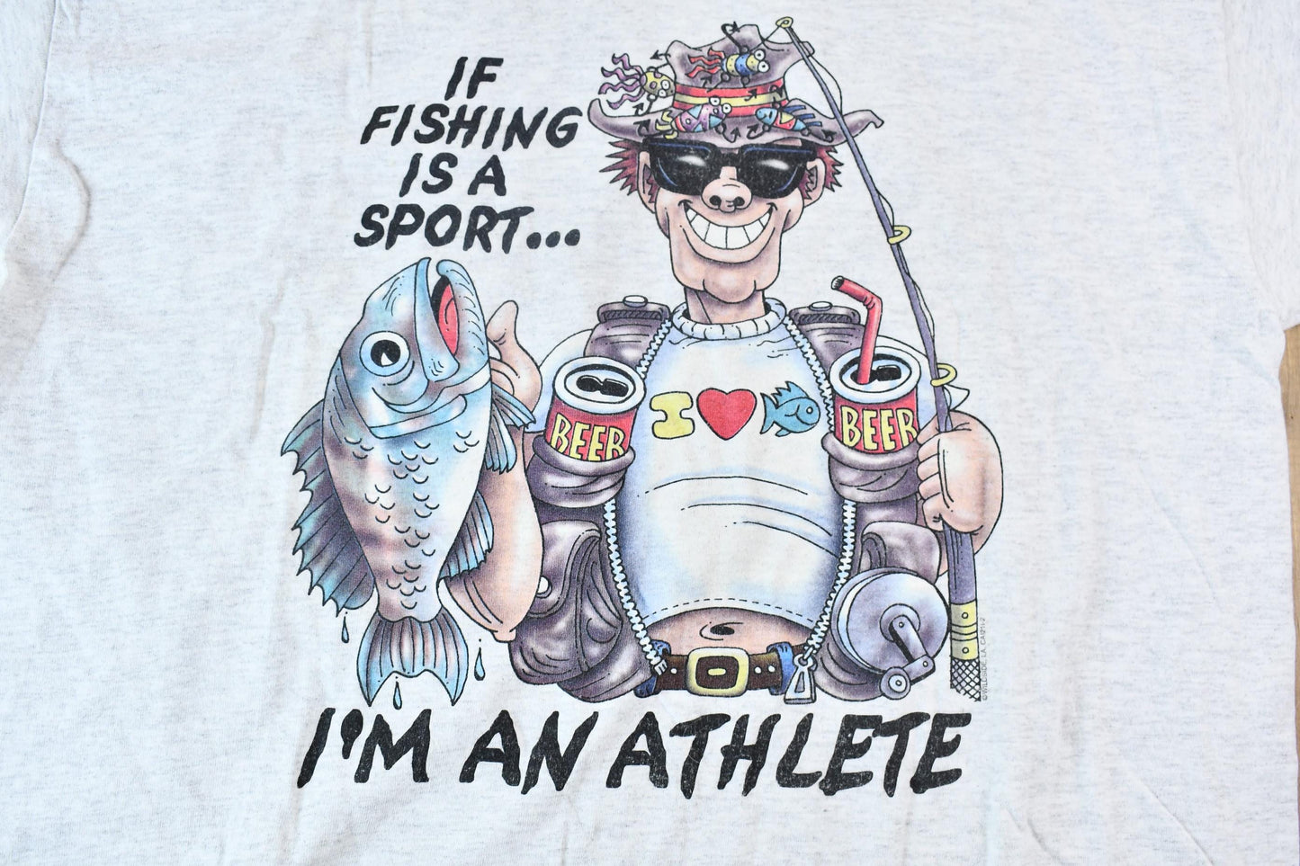 Vintage 1990s "If Fishing is a Sport ... I'm an Athlete" Funny Graphic T-Shirt Men's Large from propervintagecanada