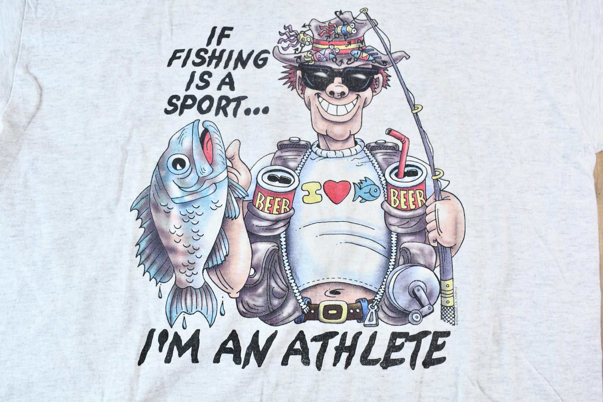 Vintage 1990s "If Fishing is a Sport ... I'm an Athlete" Funny Graphic T-Shirt Men's Large from propervintagecanada