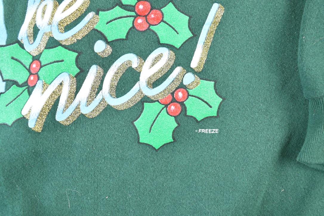 Vintage 1990s Ill Be Naughty Cute Christmas Funny Crewneck Sweater Made In USA 90s Crewneck Men's XL from propervintagecanada