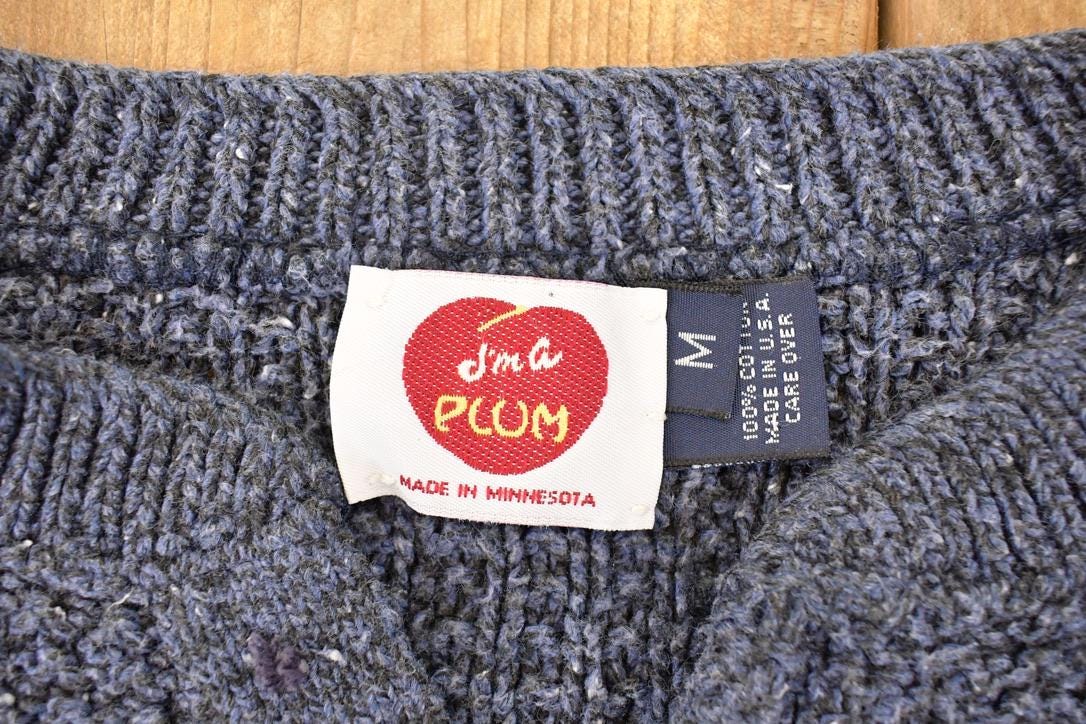 Vintage 1990s Im A Plum Knit Crewneck Sweater Men's L from propervintagecanada