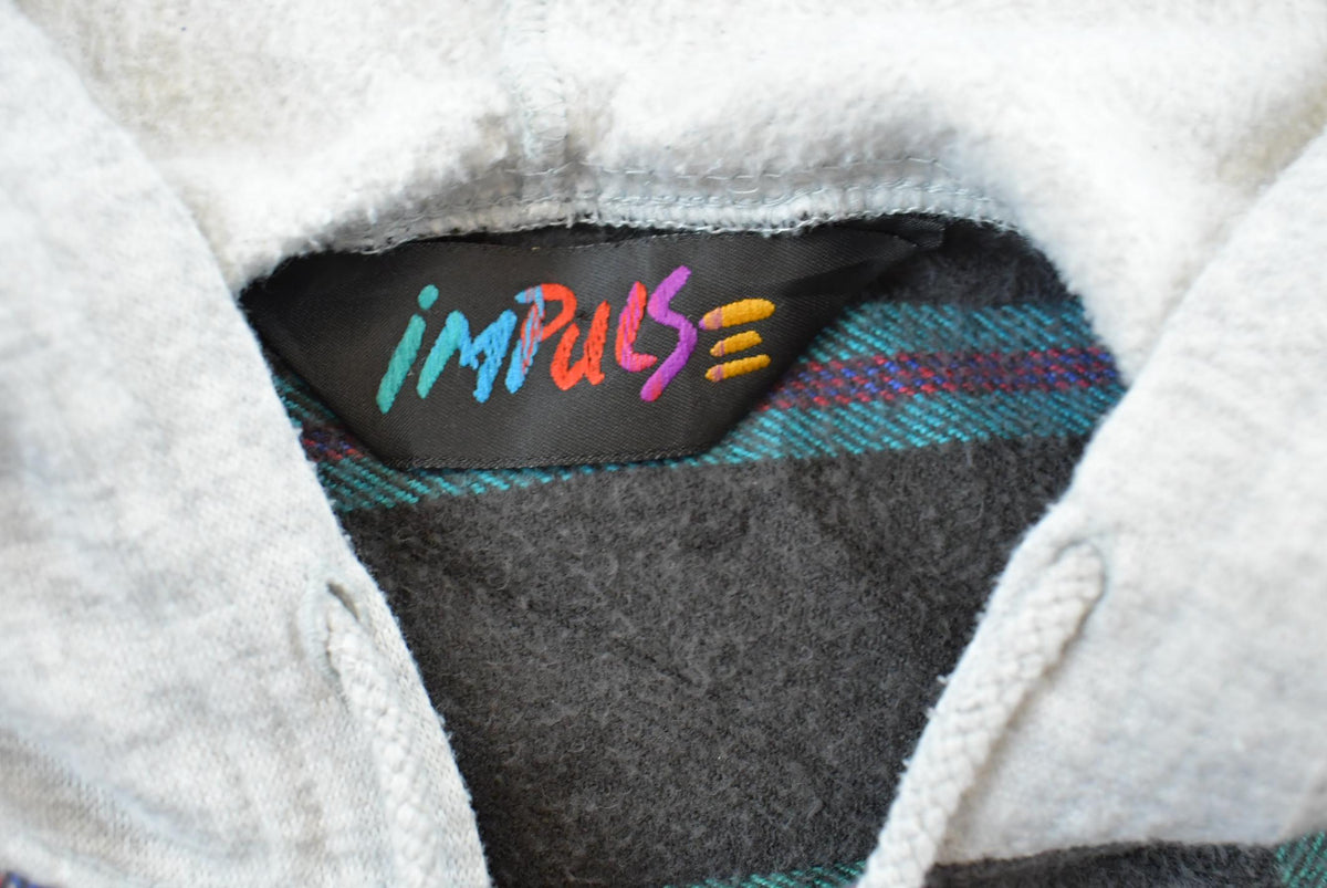 Vintage 1990s Impulse Hooded Striped Flannel Button Up Shirt Mens Men's Large from propervintagecanada