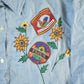 Vintage 1990s India Ink Hand Painted Denim Button Up Shirt Women's 3X from propervintagecanada
