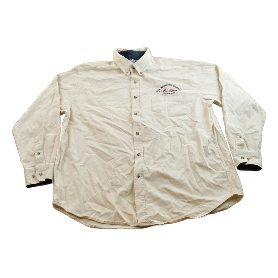 Vintage 1990s Indian Motorcycle Company Pittsburgh Button Up Shirt Men's XL from propervintagecanada