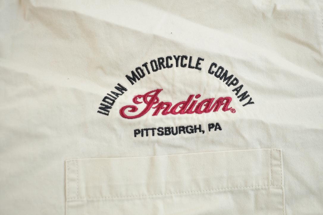 Vintage 1990s Indian Motorcycle Company Pittsburgh Button Up Shirt Men's XL from propervintagecanada