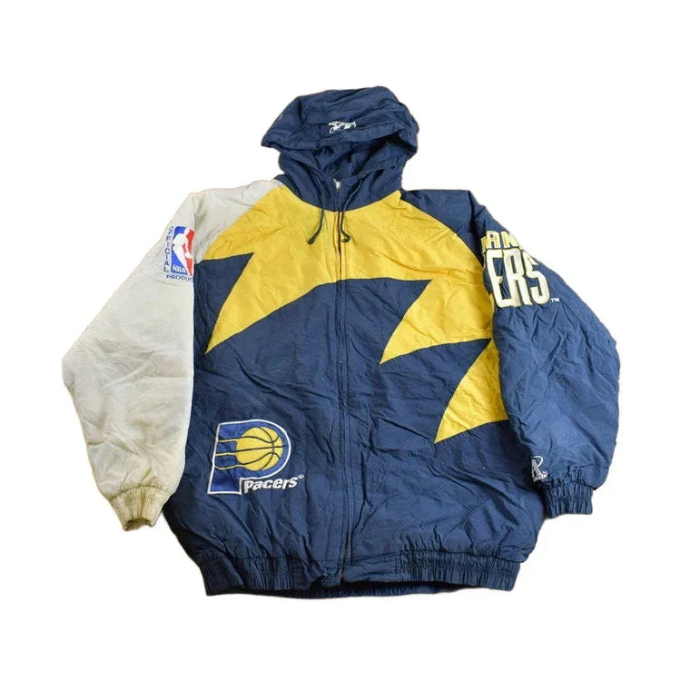 Vintage 1990s Indiana Pacers NBA Logo Athletic Shark Tooth Jacket from propervintagecanada