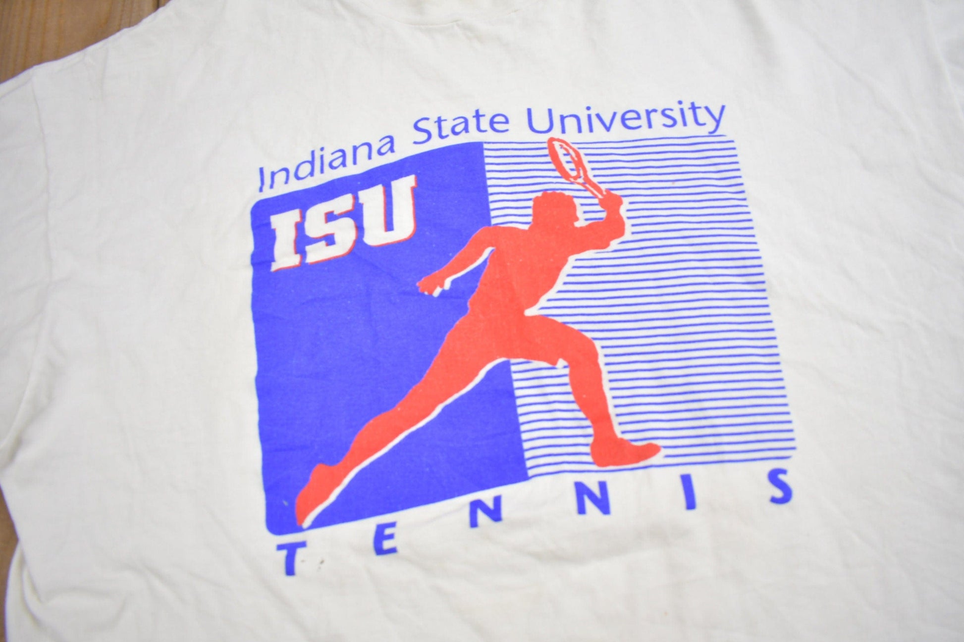 Vintage 1990s Indiana State University Tennis Collegiate T-Shirt Men's XL from propervintagecanada