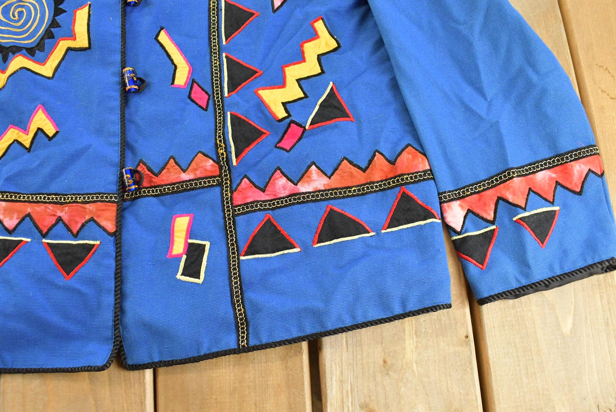 Vintage 1990s Indigo Moon Wolves Embroidered Lightweight Jacket Women's XL / Patchwork / Outerwear / 90s Streetwear / Outdoors / Wolf from propervintagecanada