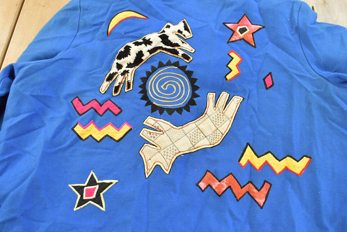 Vintage 1990s Indigo Moon Wolves Embroidered Lightweight Jacket Women's XL / Patchwork / Outerwear / 90s Streetwear / Outdoors / Wolf from propervintagecanada