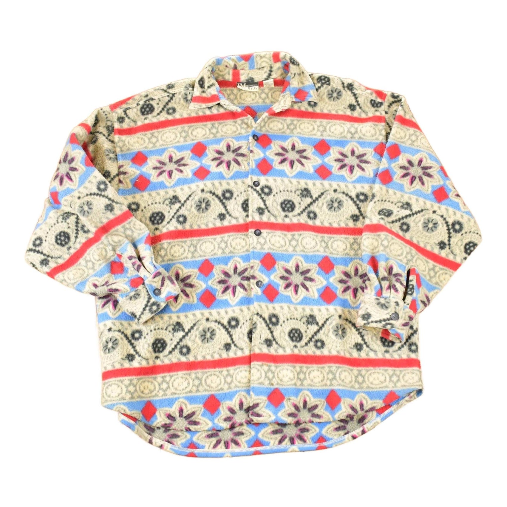 Vintage 1990s International Male Snowflake AOP Fleece Outdoorsman Sweater Men's XL from propervintagecanada