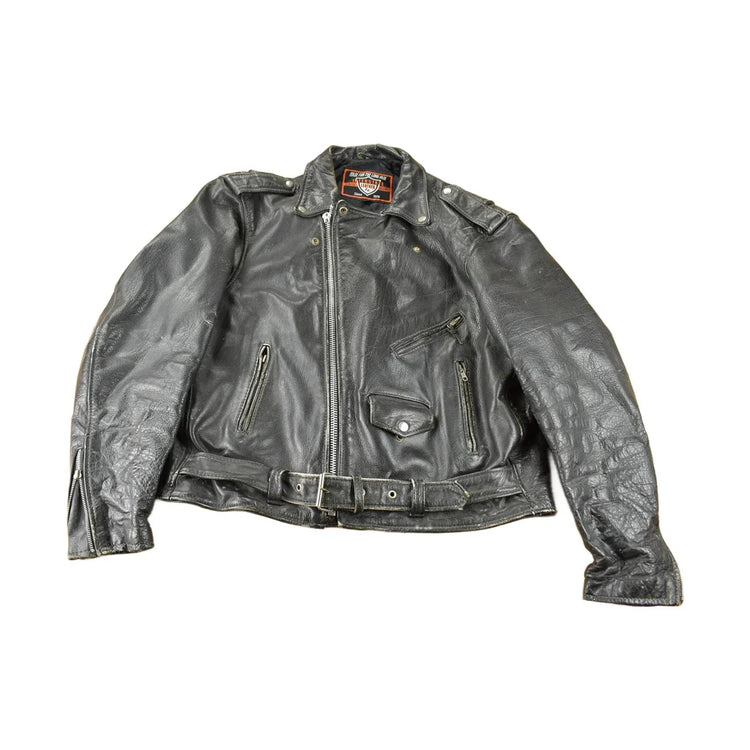 Vintage 1990s Interstate Leather Motorcycle Biker Jacket from propervintagecanada