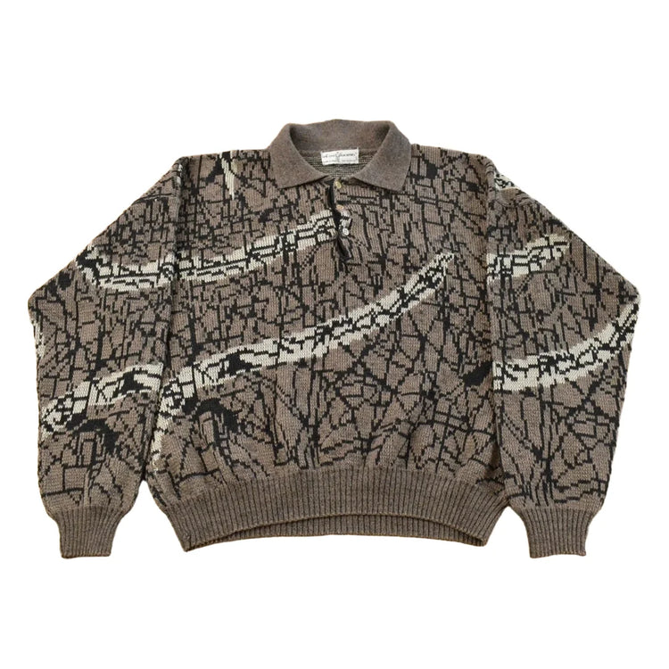 Vintage 1990s Intini L'Uomo Knit Collared Sweater Men's L from propervintagecanada