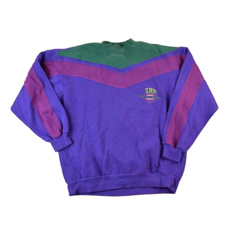 Vintage 1990s IOU Colour Block Crewneck Sweatshirt Men's XL from propervintagecanada