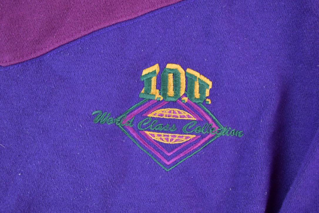 Vintage 1990s IOU Colour Block Crewneck Sweatshirt Men's XL from propervintagecanada