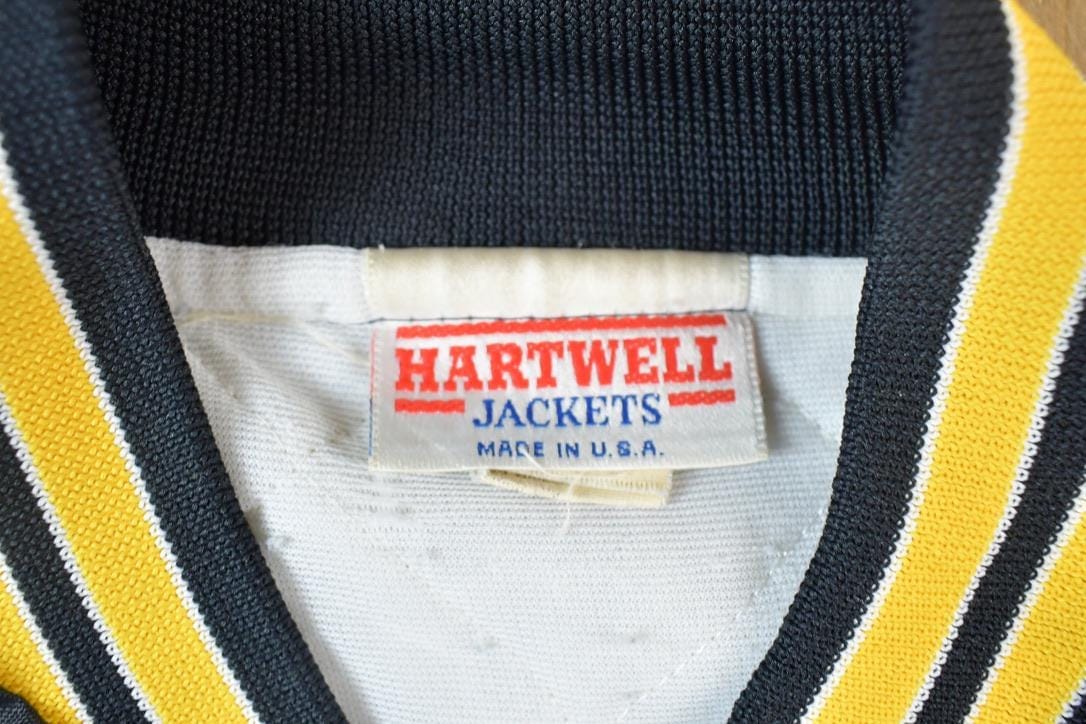 Vintage 1990s Iowa Hartwell Jackets Satin Button Up University of Collegiate NCAA Jacket / Made In USA from propervintagecanada