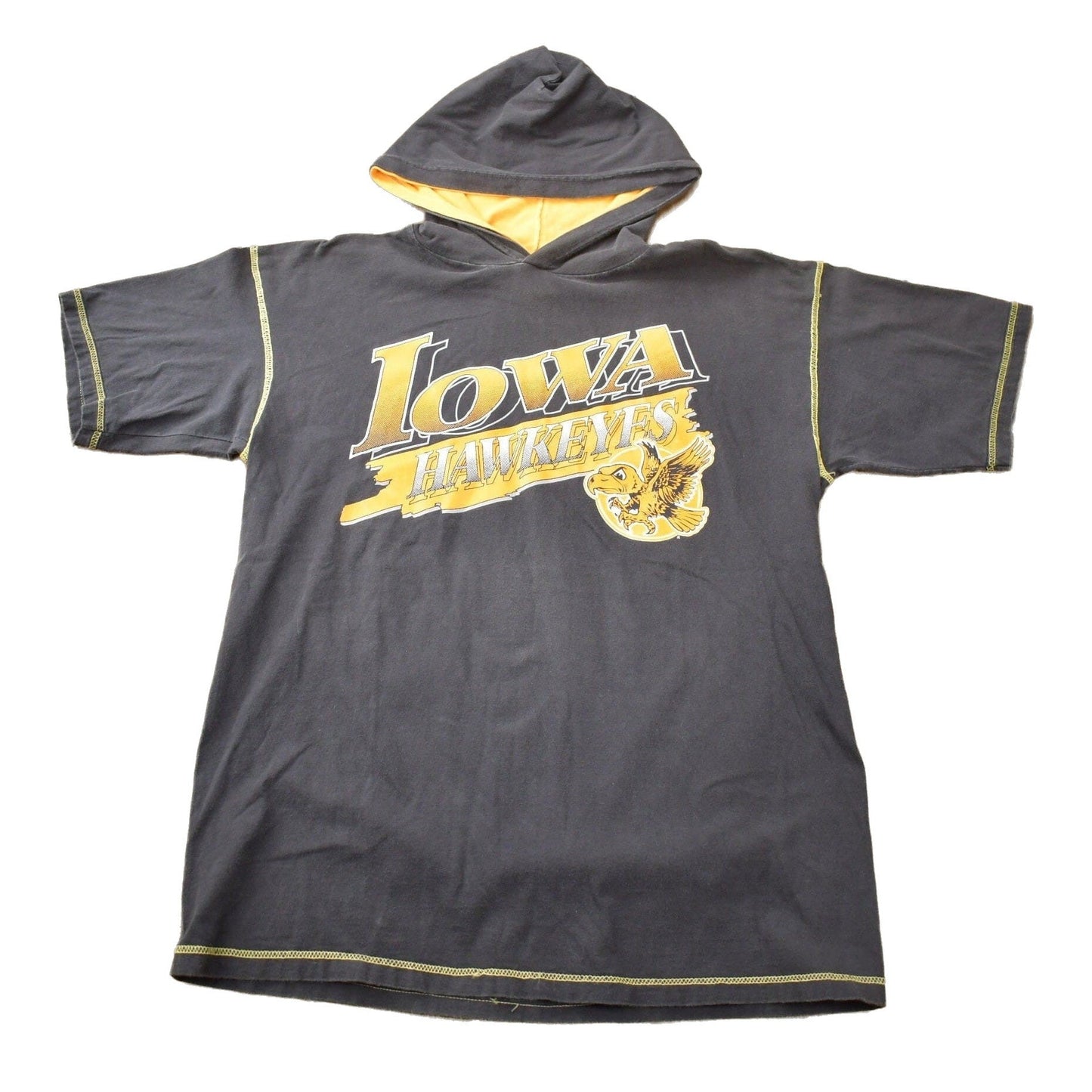 Vintage 1990s Iowa Hawkeyes Collegiate Hooded T-Shirt / NCAA Tee / Americana / Sportswear / The University Of Iowa from propervintagecanada