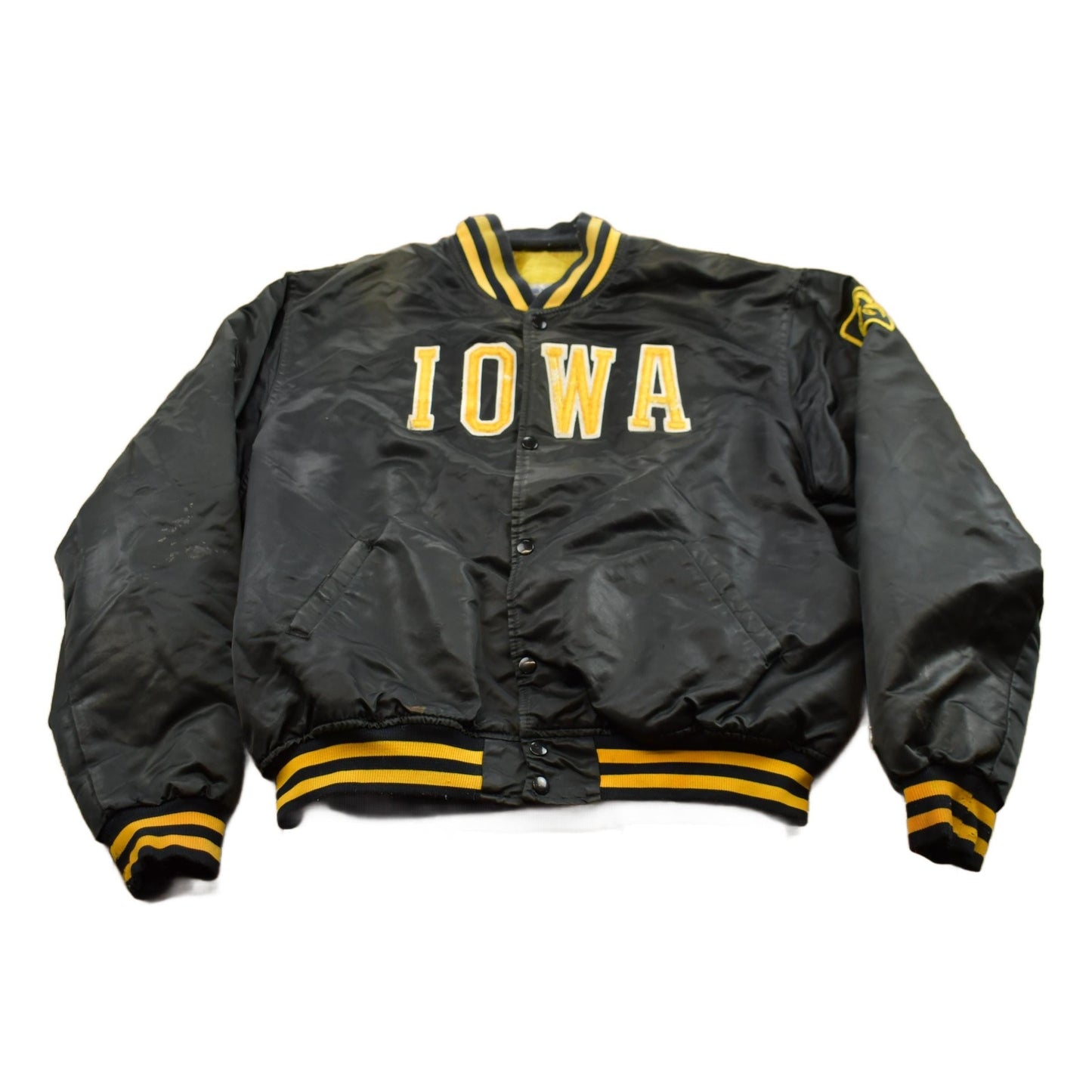 Vintage 1990s Iowa Hawkeyes NCAA Collegiate Satin Bomber Jacket Men's XL from propervintagecanada