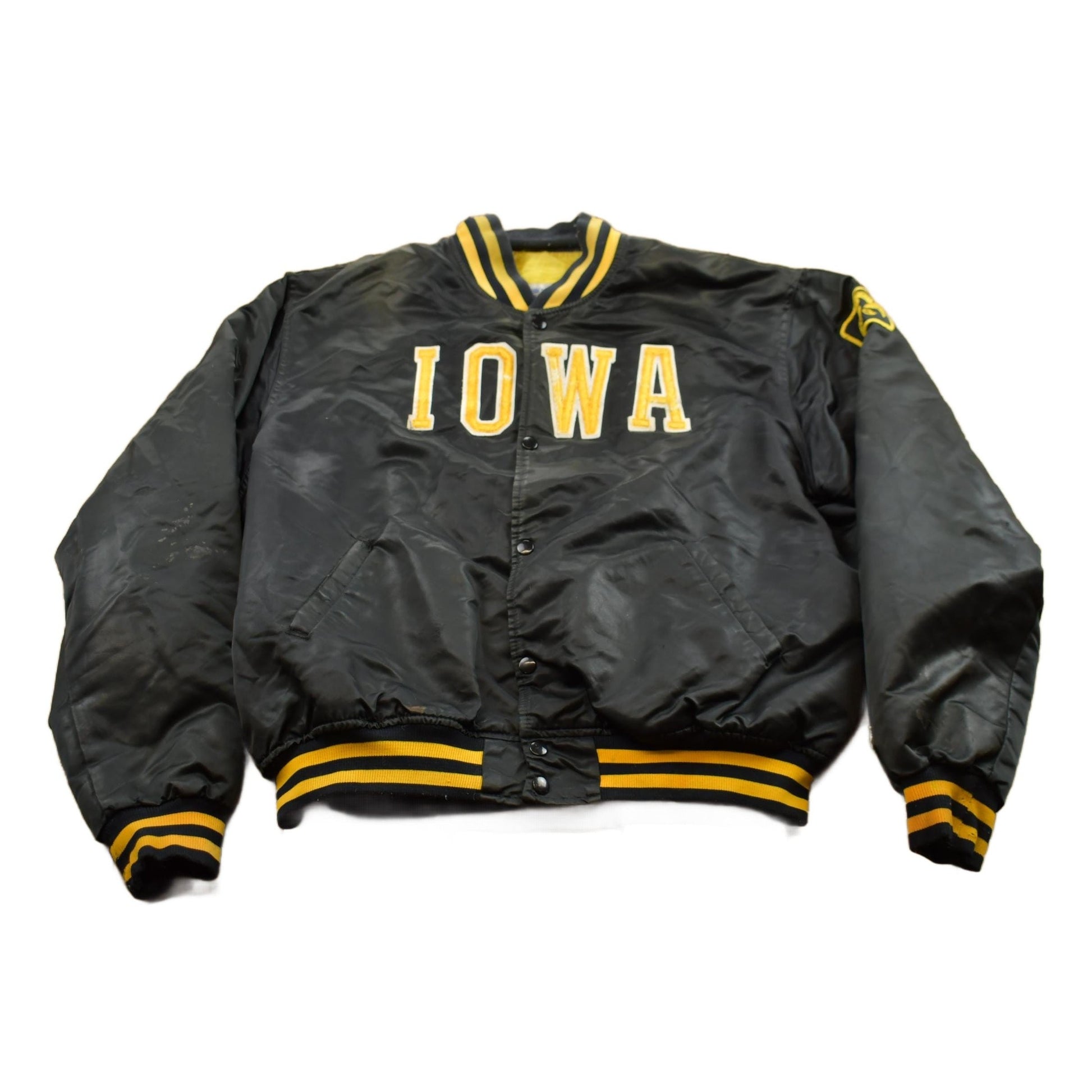 Vintage 1990s Iowa Hawkeyes NCAA Collegiate Satin Bomber Jacket Men's XL from propervintagecanada