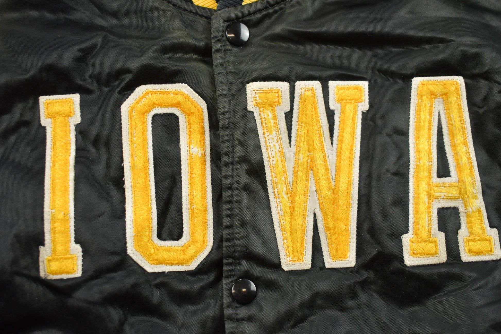 Vintage 1990s Iowa Hawkeyes NCAA Collegiate Satin Bomber Jacket Men's XL from propervintagecanada