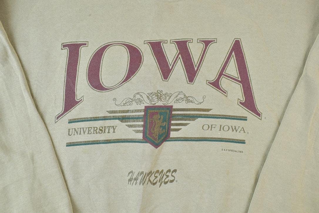 Vintage 1990s Iowa University Collegiate Crewneck / Embroidered / NCAA Sweatshirt / Sportswear / Americana from propervintagecanada