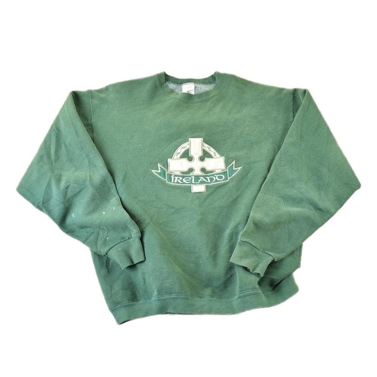 Vintage 1990s Ireland Embroidered Souvenir Crewneck Sweatshirt Made In USA Men's Large from propervintagecanada