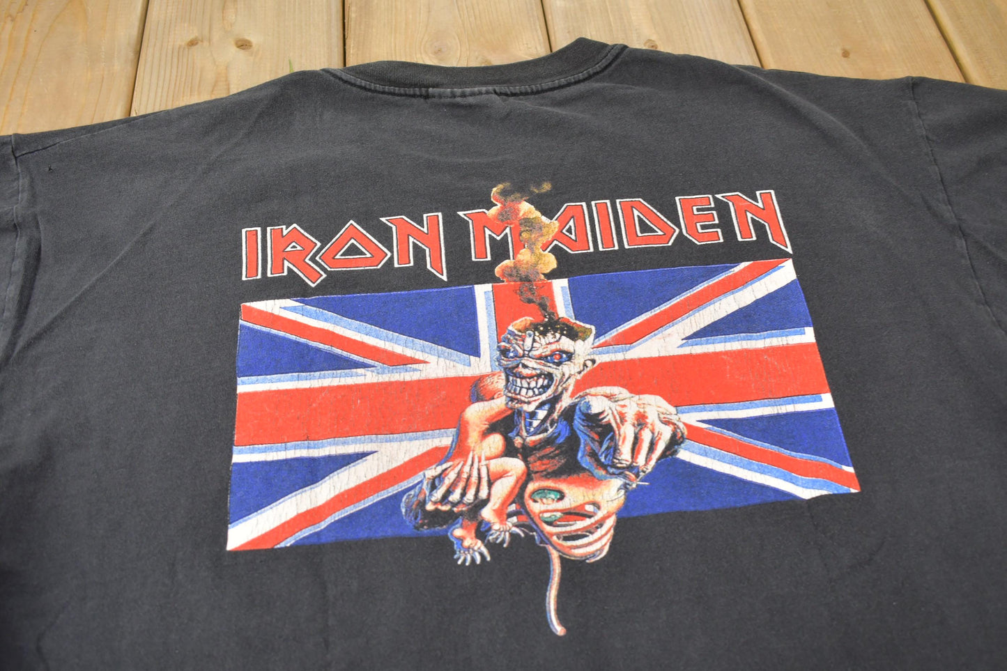 Vintage 1990s Iron Maiden All Over Print Band Tee from propervintagecanada