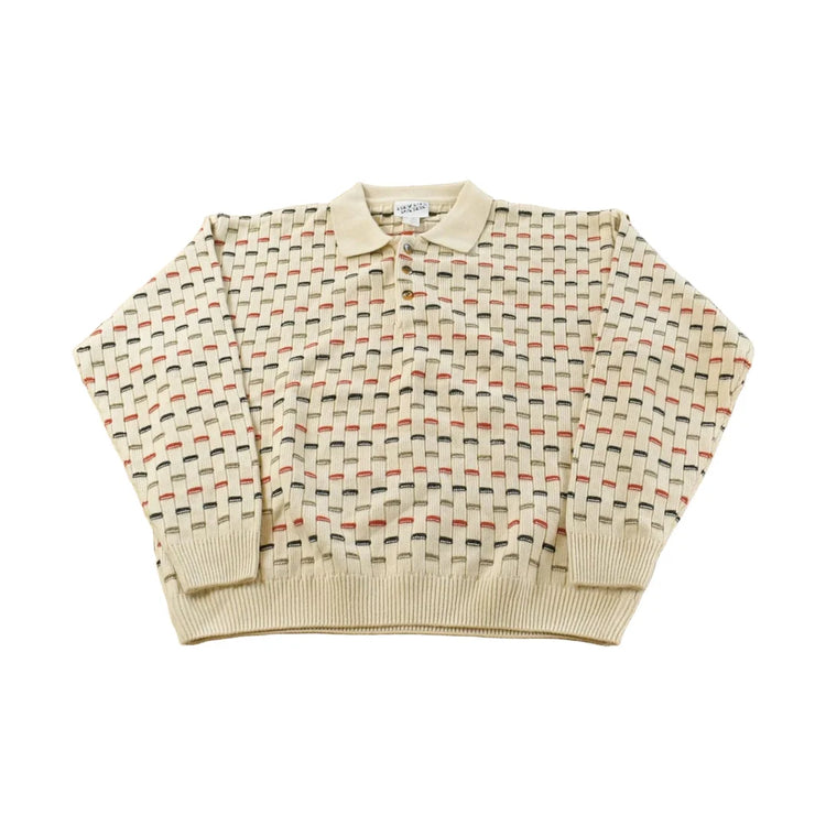 Vintage 1990s Irvine Park Knitted Henley Collared Sweater Men's L from propervintagecanada