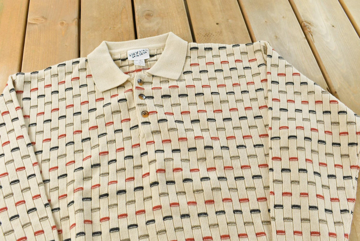 Vintage 1990s Irvine Park Knitted Henley Collared Sweater Men's L from propervintagecanada