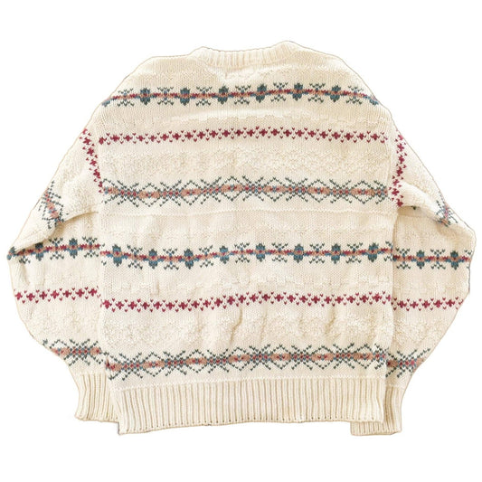 Vintage 1990s Isle of Cotton Abstract Knit Crewneck Sweater Women's Medium from propervintagecanada