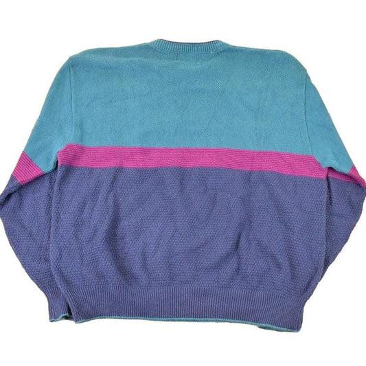 Vintage 1990s Isle Of Cotton Color Block Crewneck Sweatshirt Men's L from propervintagecanada