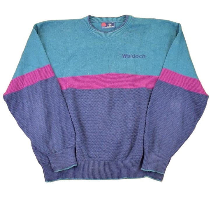 Vintage 1990s Isle Of Cotton Color Block Crewneck Sweatshirt Men's L from propervintagecanada