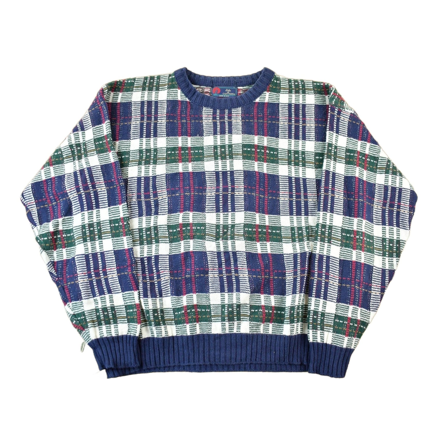 Vintage 1990s Isle of Cotton Knit Crewneck Sweater Men's Large from propervintagecanada