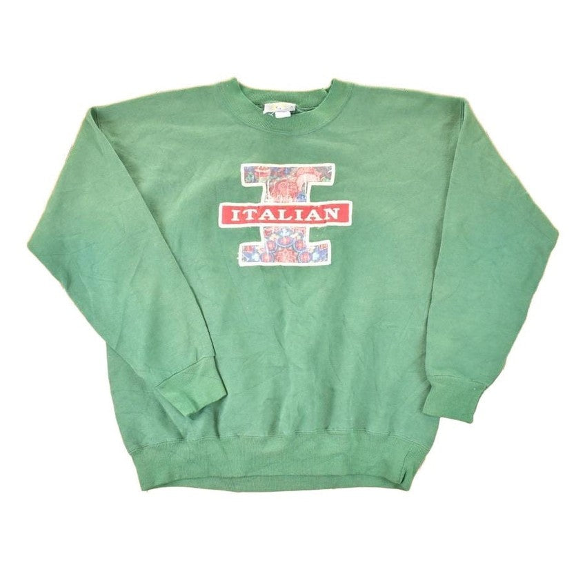 Vintage 1990s Italian Big L Patch Crewneck Sweatshirt Men's L from propervintagecanada